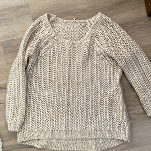 ANTHROPOLOGIE CREAM SPARKLED SWEATER SIZE SMALL